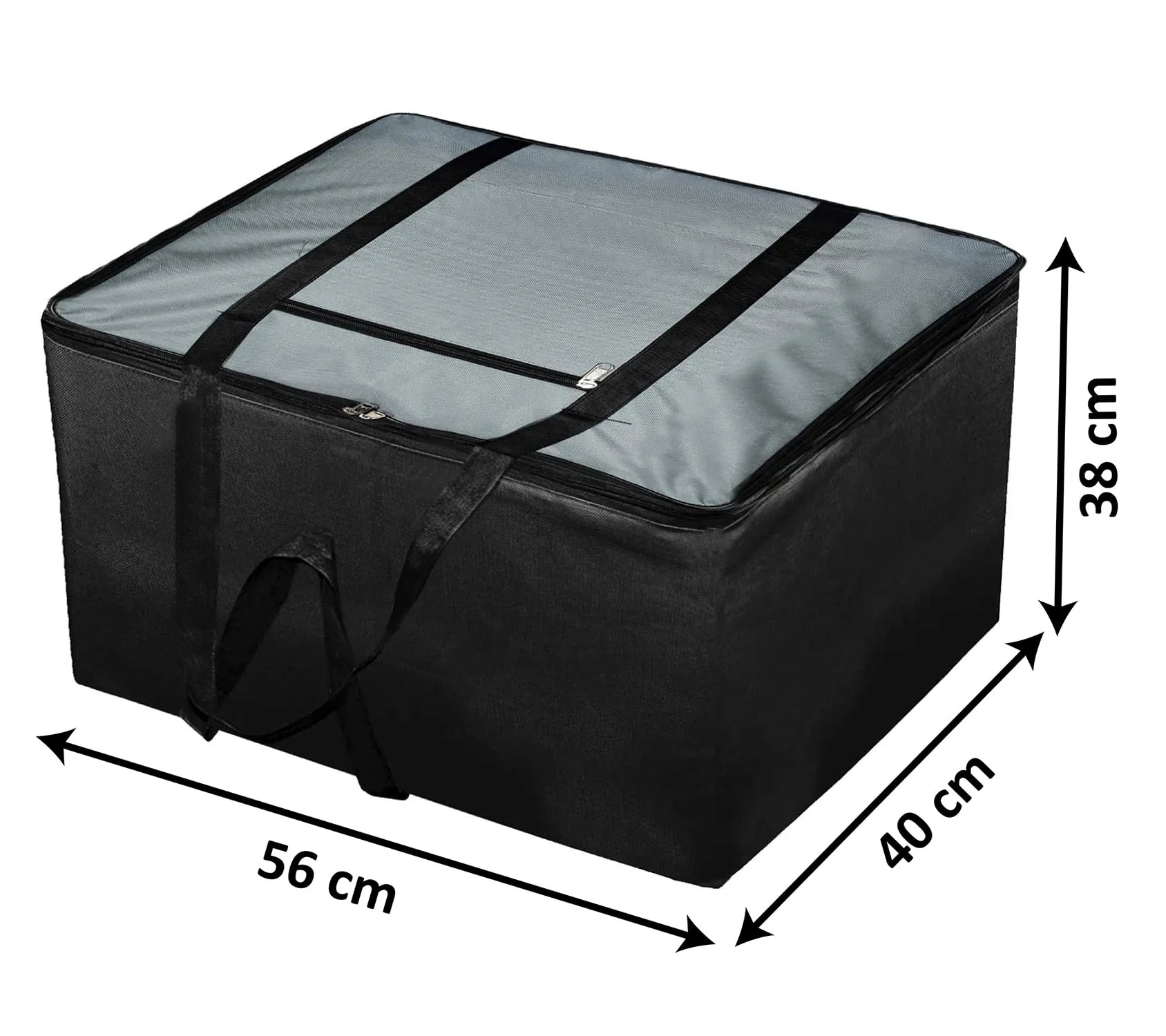 Heart Home Multipurpose Large Storage Bag/Organizer With Zipper Closure And Strong Handle (Black & Grey)-HS43HEARTH26628