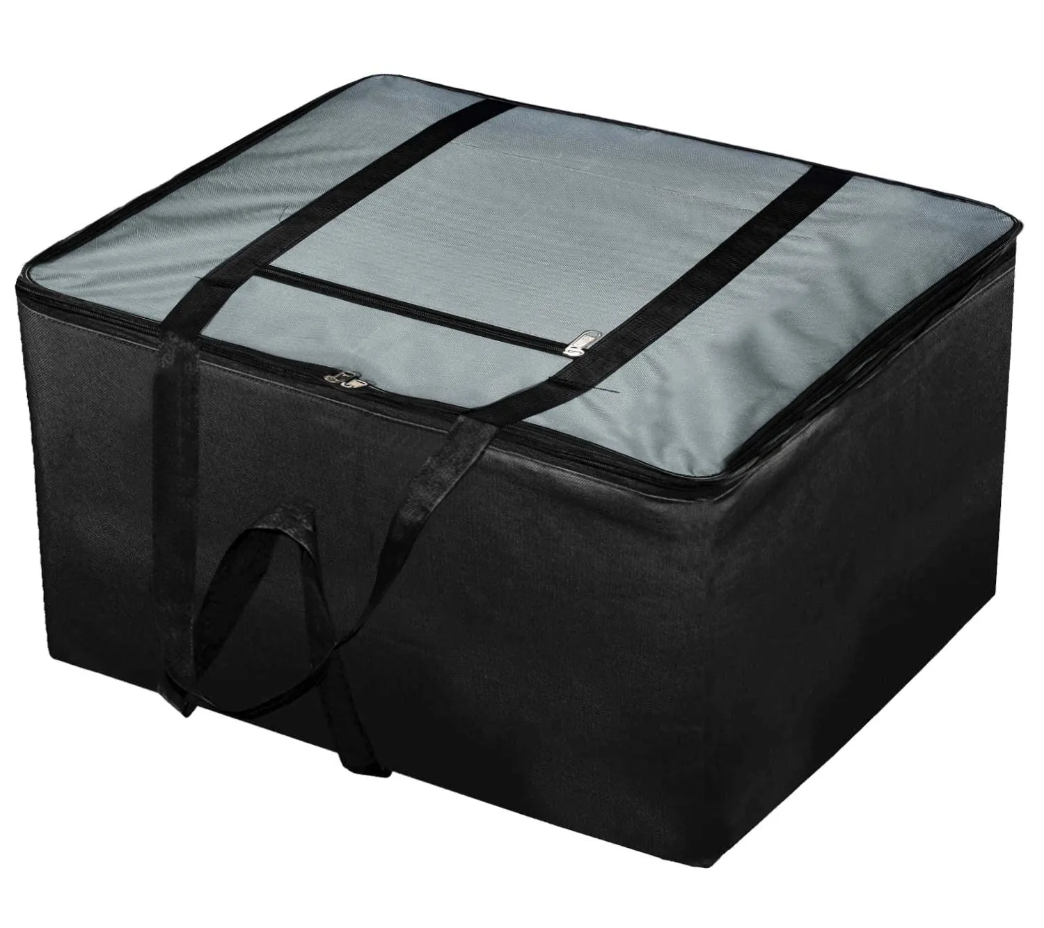 Heart Home Multipurpose Large Storage Bag/Organizer With Zipper Closure And Strong Handle (Black & Grey)-HS43HEARTH26628