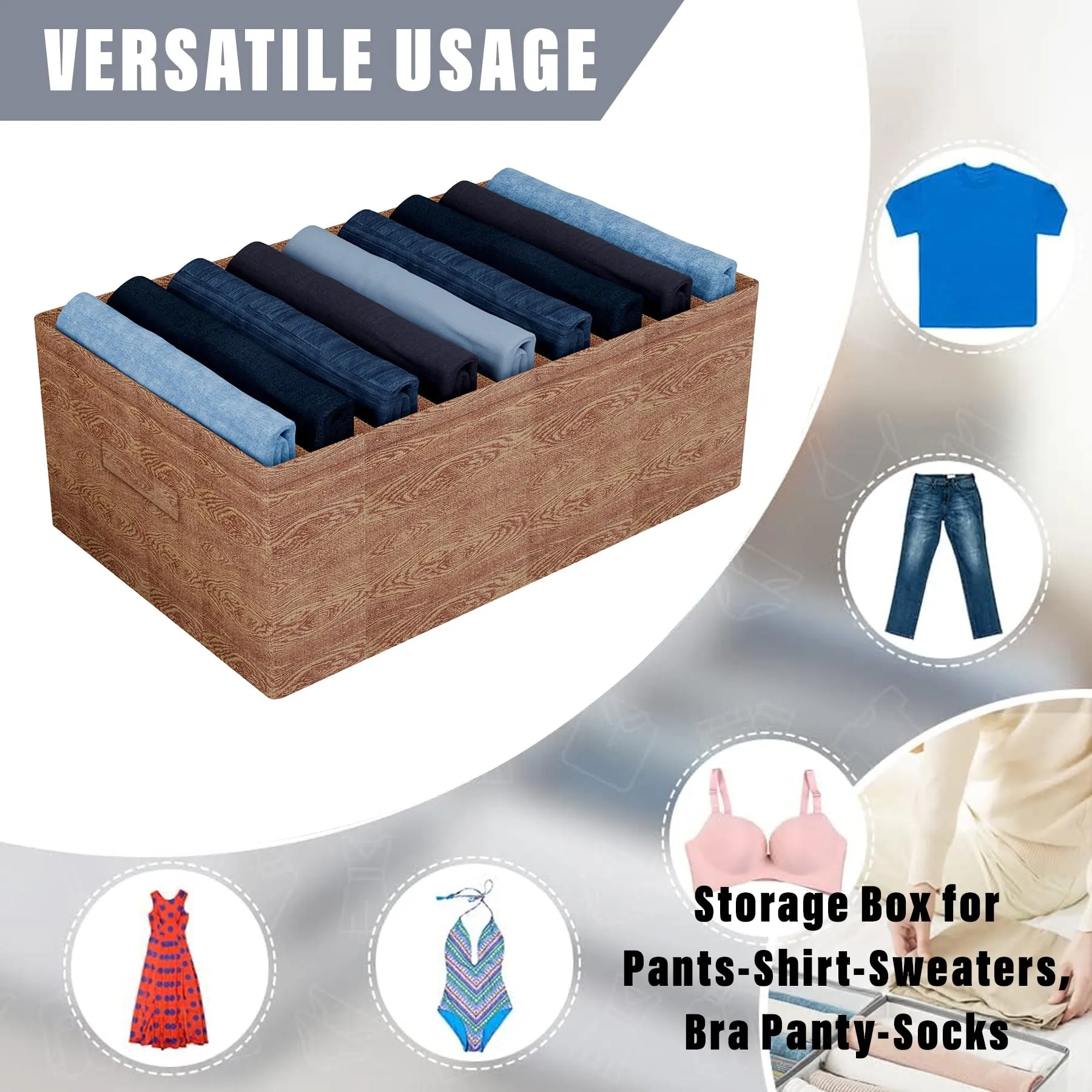 Heart Home Trouser Box | Wardrobe Organizer | Clothes Organizer | Storage Box for Pants-Shirt-Sweaters-Bra Panty-Socks | 9-Grid Closet Organizer | Large | Wooden