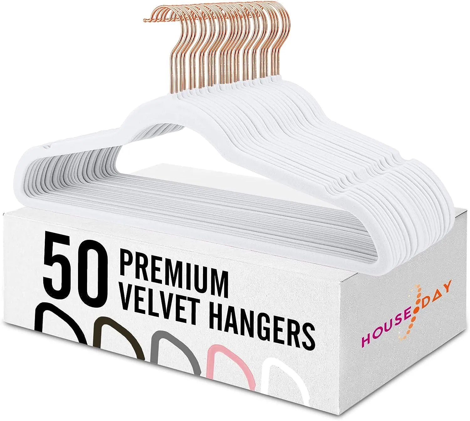 HOUSE DAY 17.5 Inch Gold Hook Velvet Hangers 60 Pack