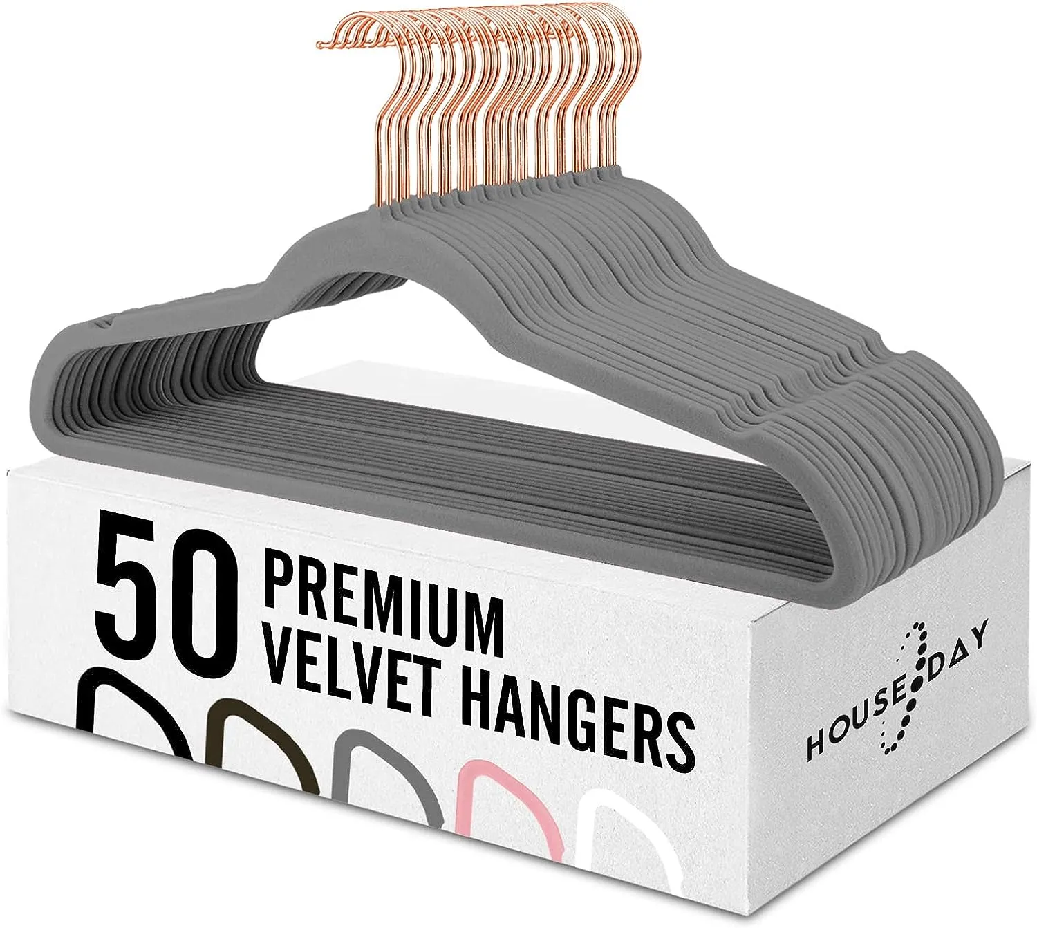 HOUSE DAY 17.5 Inch Gold Hook Velvet Hangers 60 Pack