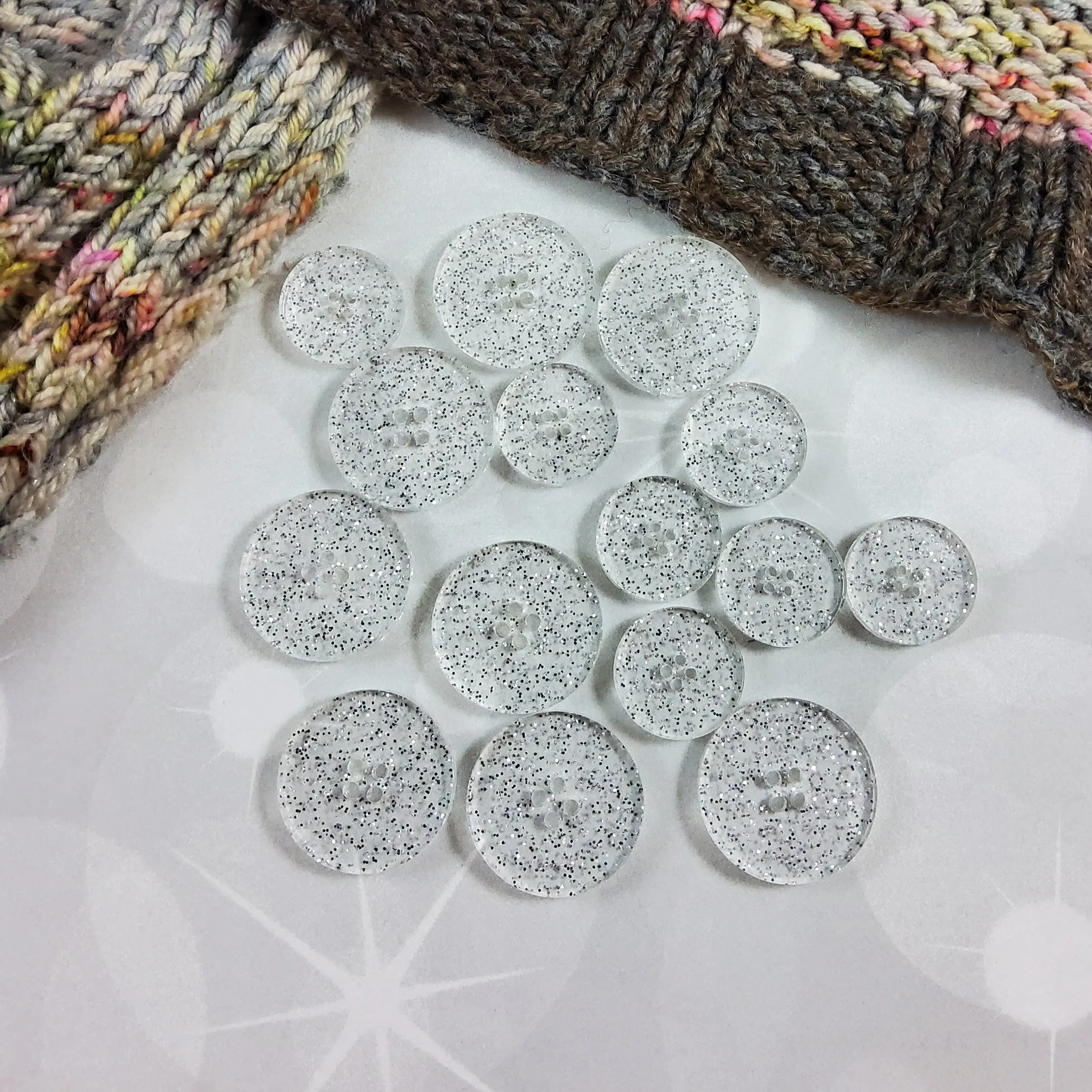 Katrinkles Acrylic Buttons in Quartz Crystal Glitter