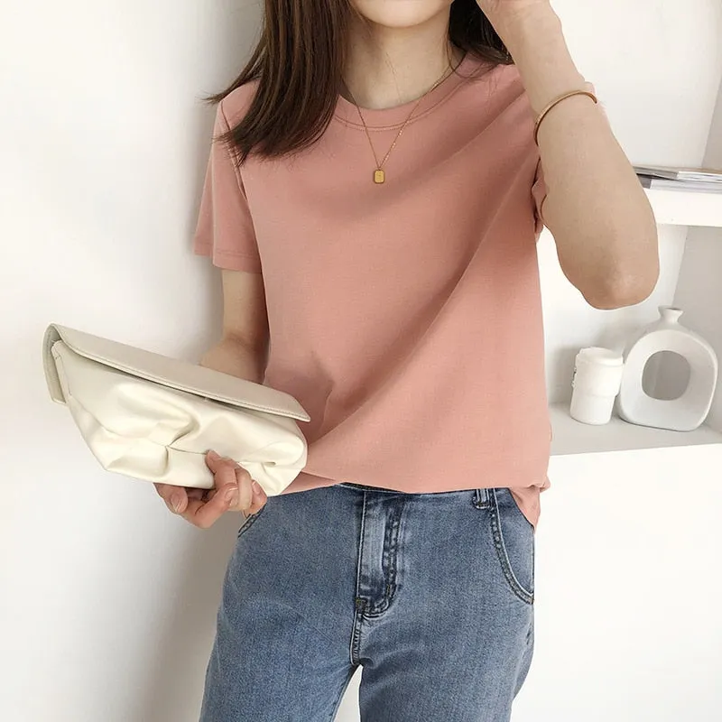 [Korean Style] 6 Colors Soft-Cotton Basic T-shirts