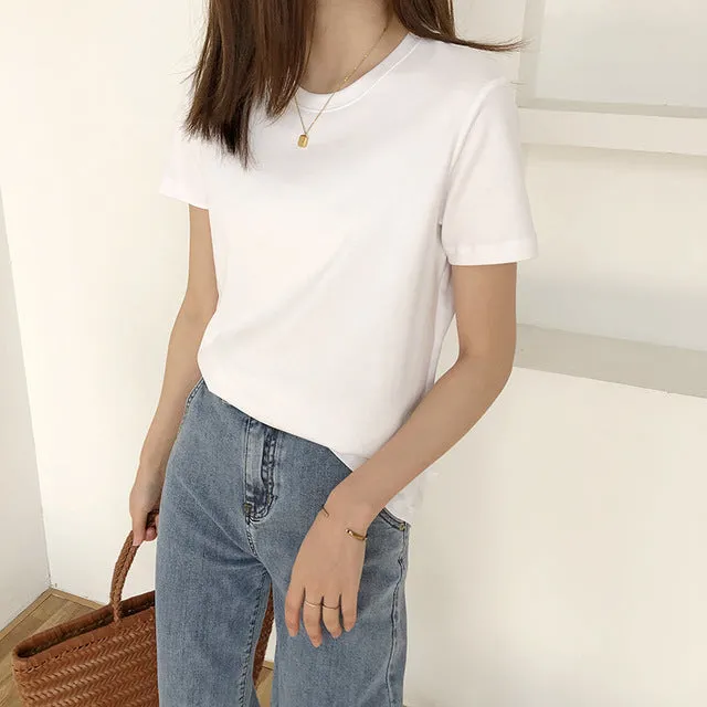 [Korean Style] 6 Colors Soft-Cotton Basic T-shirts