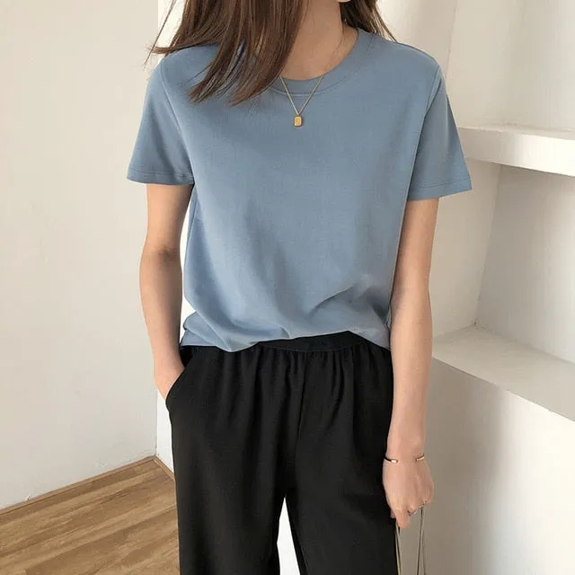 [Korean Style] 6 Colors Soft-Cotton Basic T-shirts