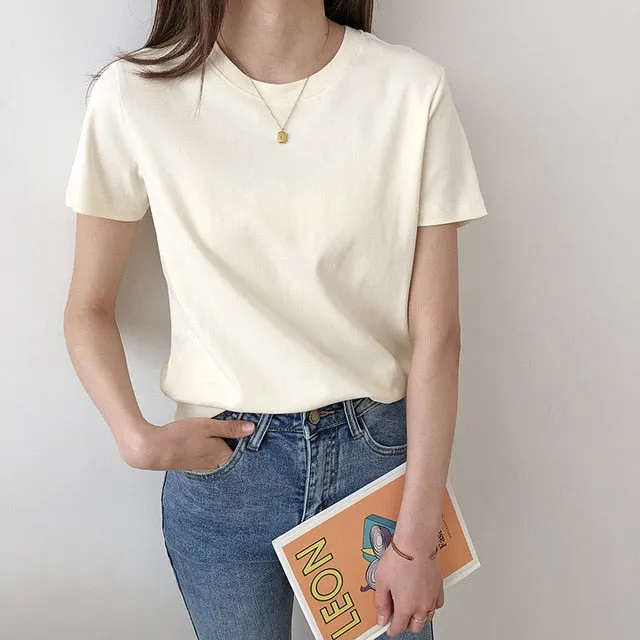 [Korean Style] 6 Colors Soft-Cotton Basic T-shirts