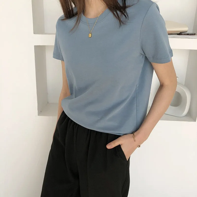 [Korean Style] 6 Colors Soft-Cotton Basic T-shirts