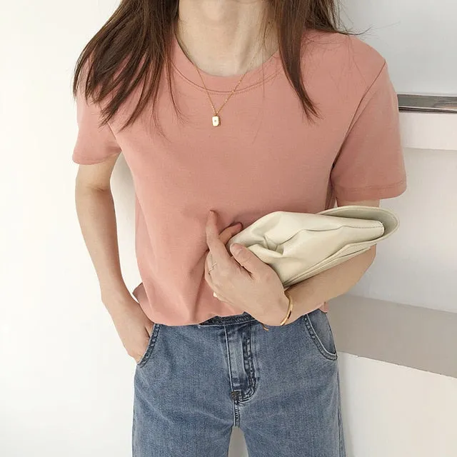 [Korean Style] 6 Colors Soft-Cotton Basic T-shirts