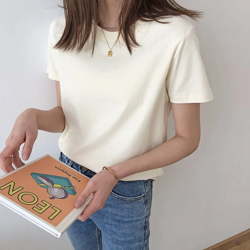 [Korean Style] 6 Colors Soft-Cotton Basic T-shirts