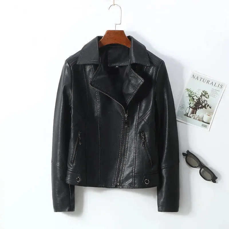 Lapel Small Leather Coat