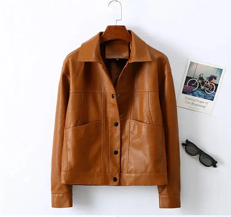 Lapel Small Leather Coat