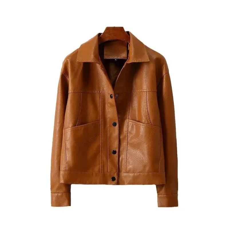 Lapel Small Leather Coat