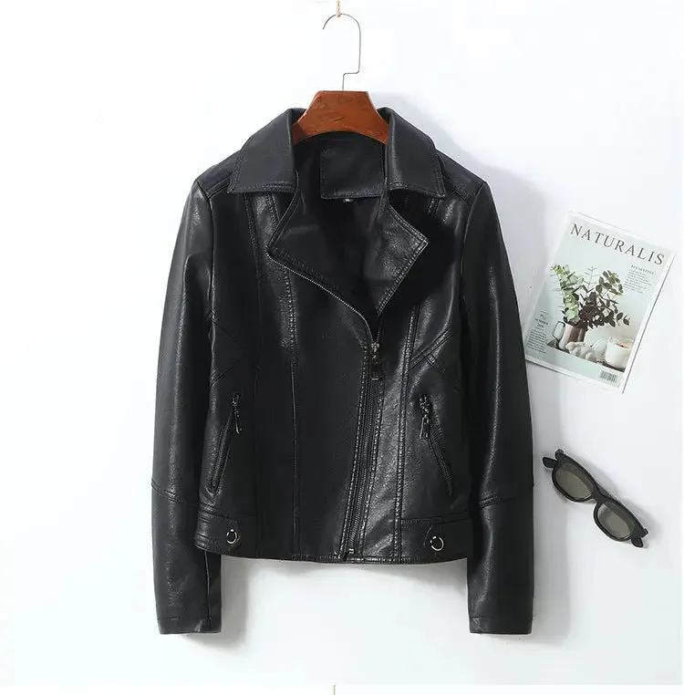 Lapel Small Leather Coat