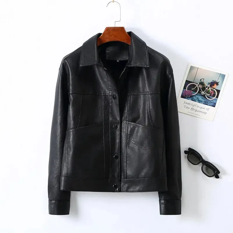 Lapel Small Leather Coat