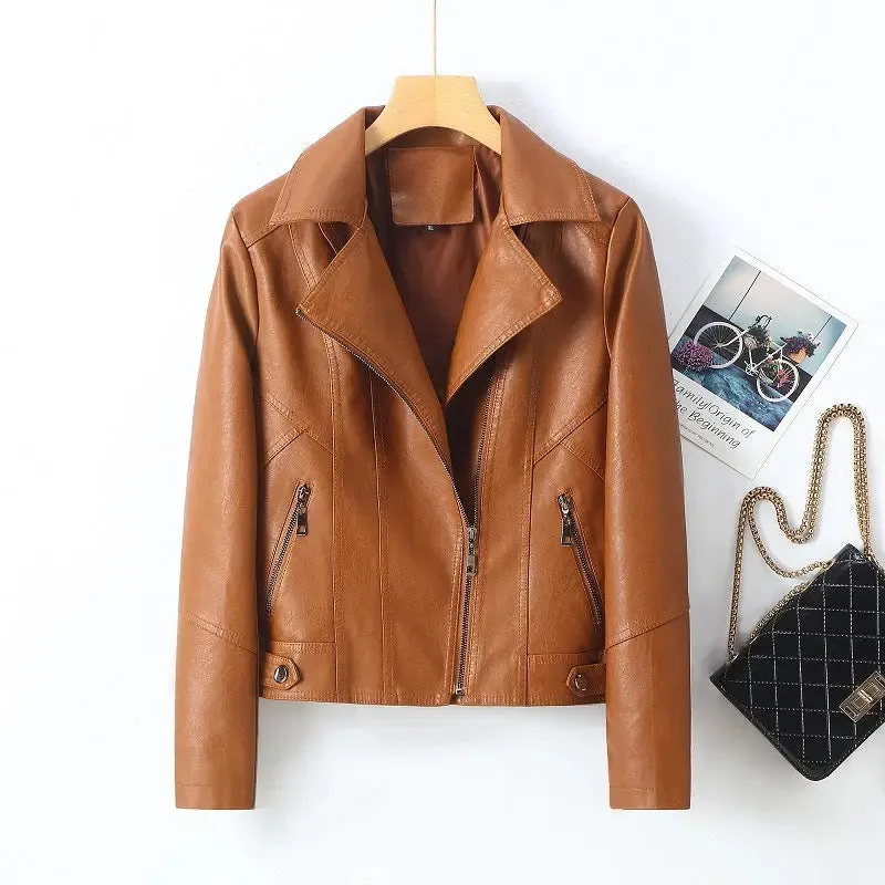 Lapel Small Leather Coat