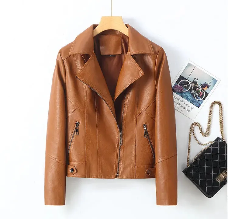 Lapel Small Leather Coat