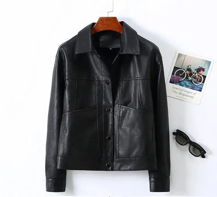 Lapel Small Leather Coat