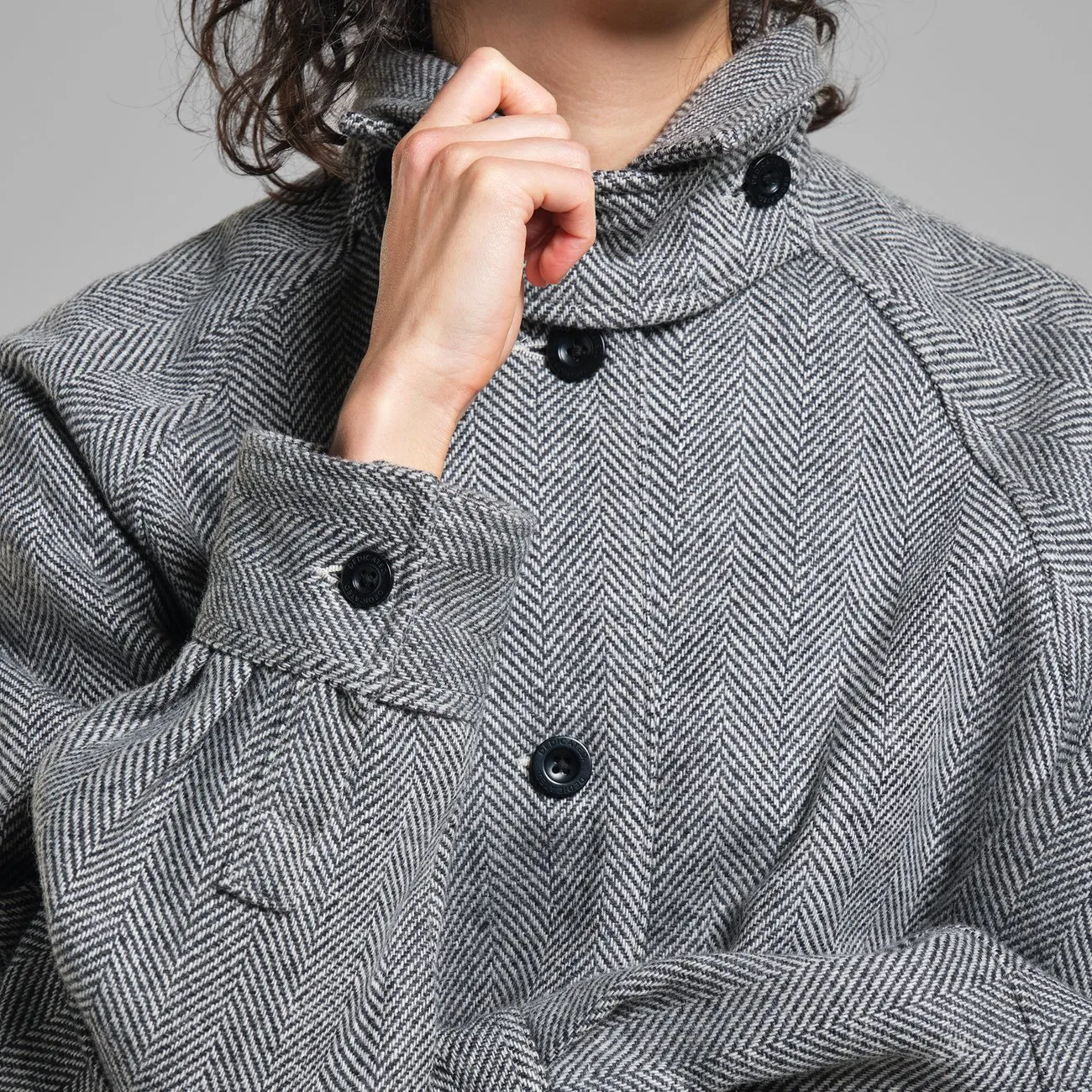 LAST ONE in S - Nabben Wool Jacket - Herringbone Black