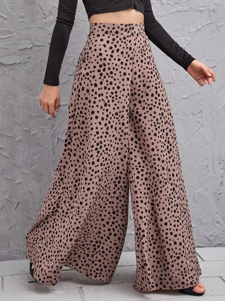 Leopard Print Wide-Leg Pants