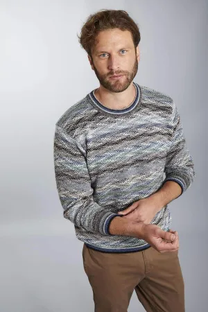 Men's Luca Blue and White Pullover