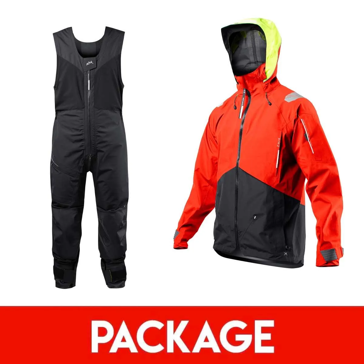 Mens Zhik CST500 Jacket and Salopette Package - Flame Red