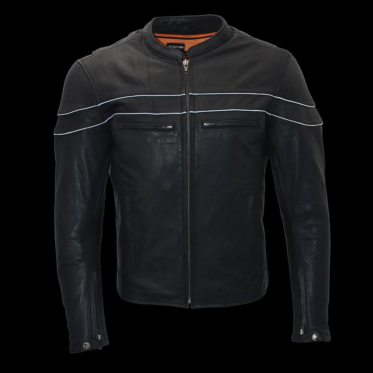 Milwaukee Leather MLM1525 Men's ‘Crossover’ Black Leather Lightweight MC Jacket