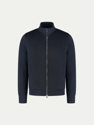 Navy Cashmere Bomber Jacket