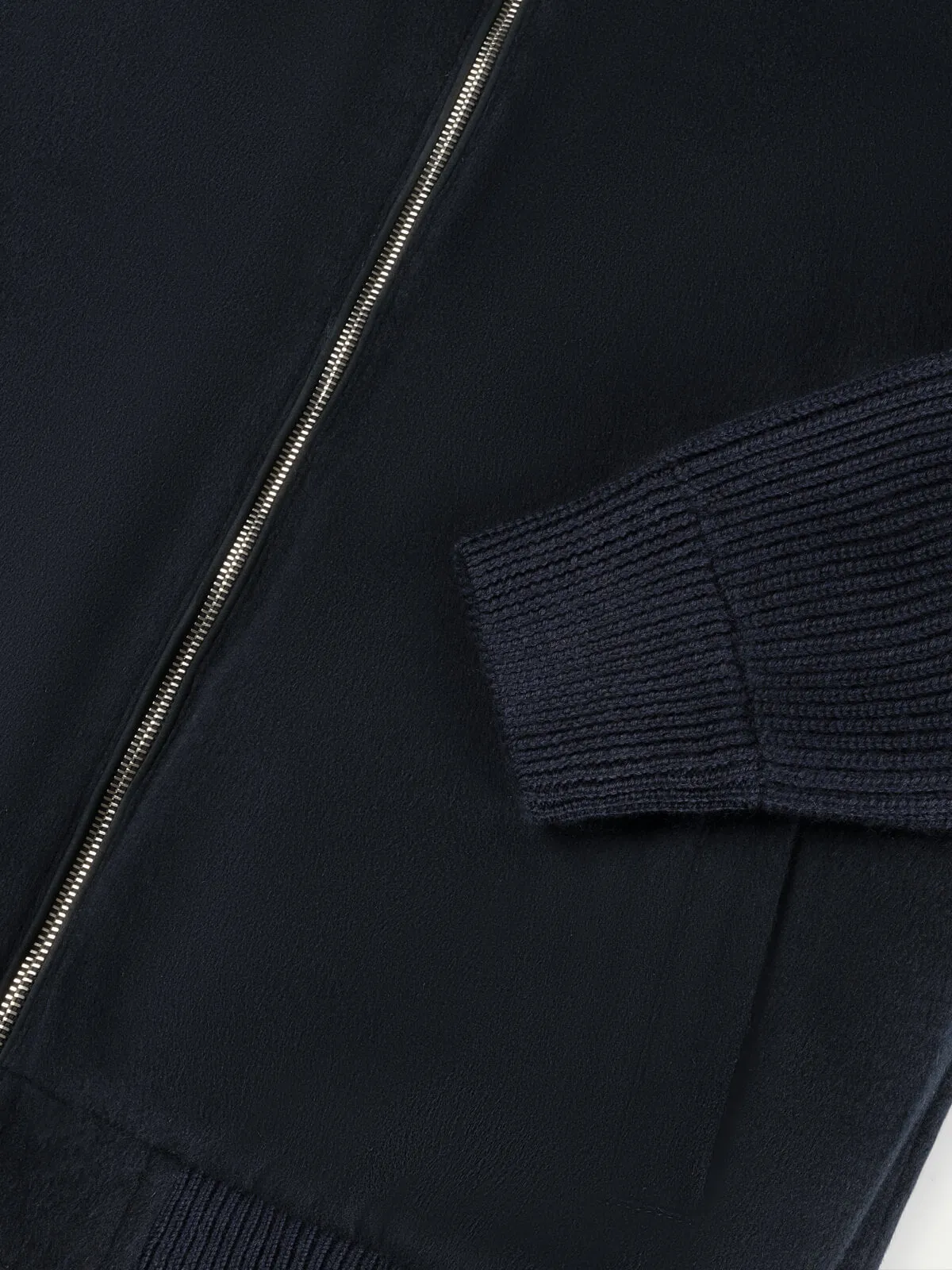 Navy Cashmere Bomber Jacket