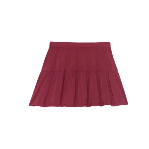 Posh Peanut Tiered Ruffle Skirt | Burgundy Rose