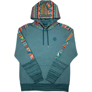 "Canyon" Teal w/Multi Color Pattern Hoody