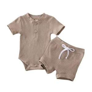 Ribbed Button Baby Set