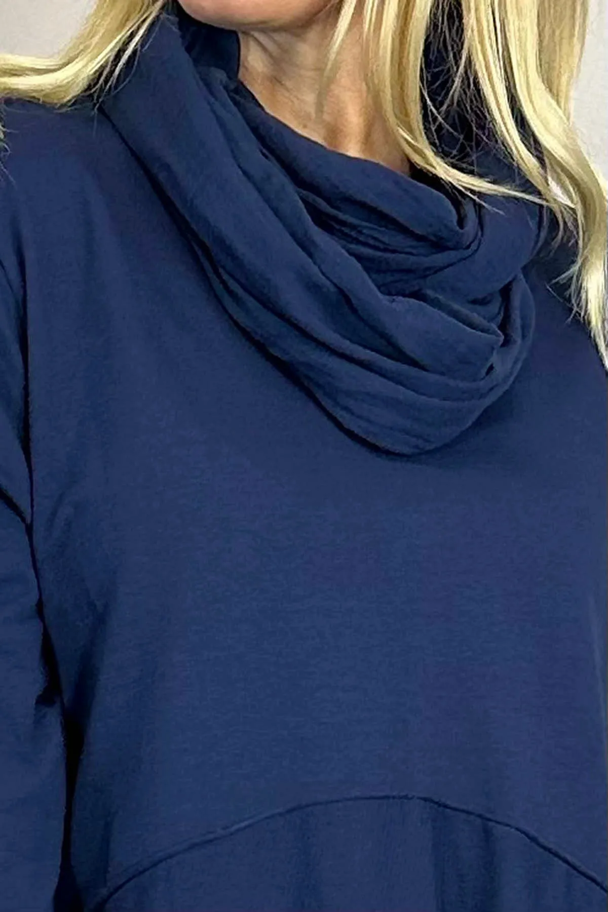 Rizo Snood Cotton Dress Navy