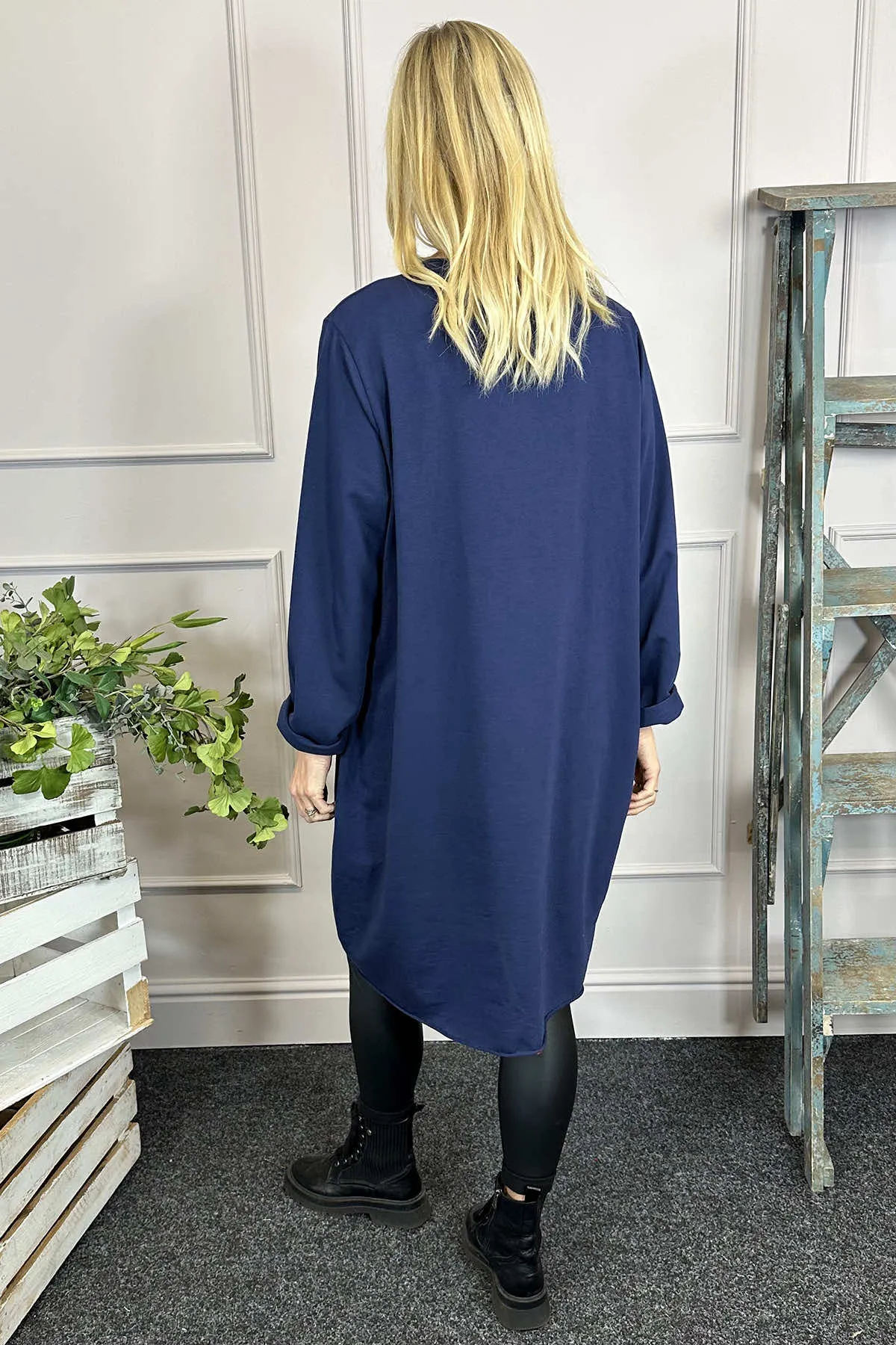 Rizo Snood Cotton Dress Navy