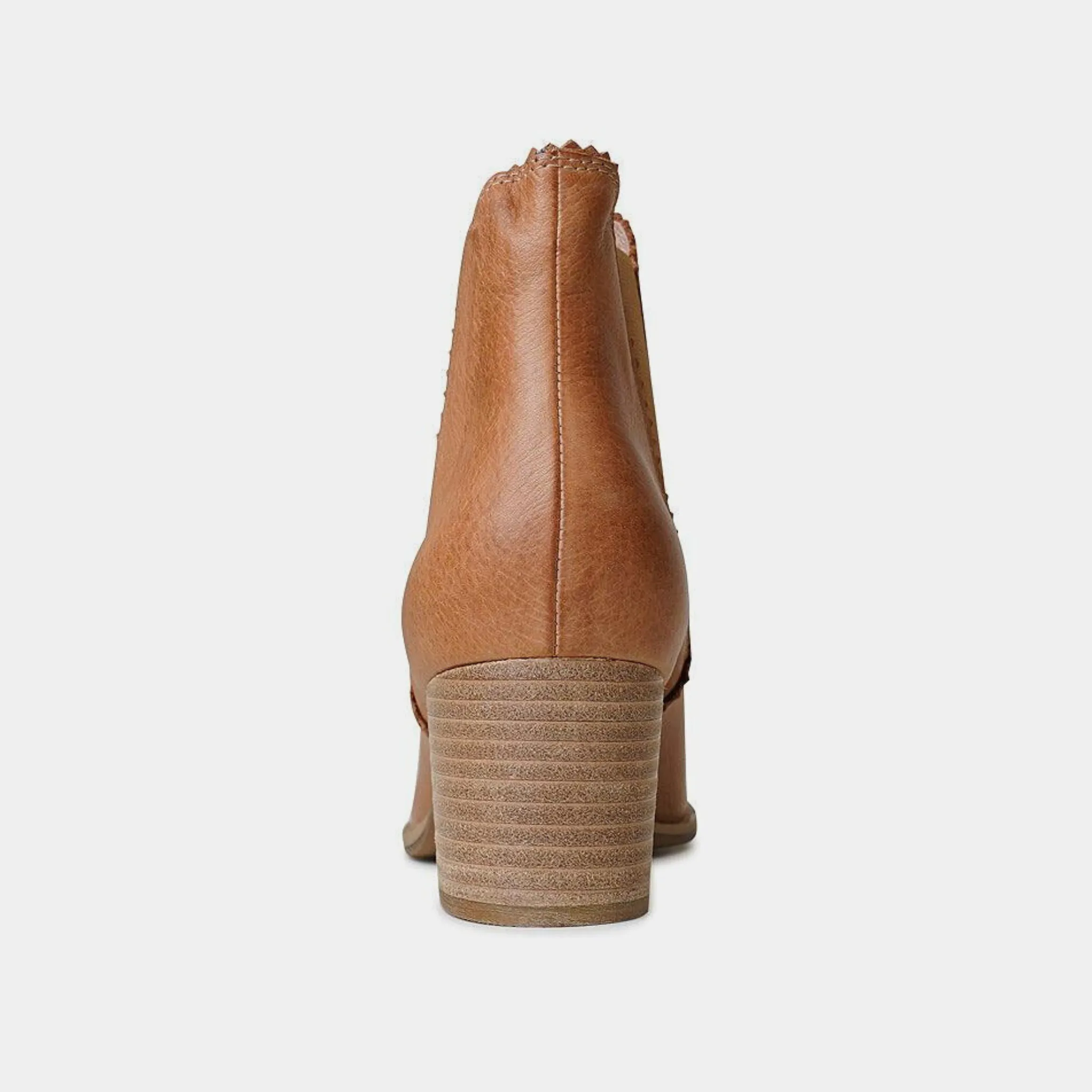 Sadore Dark Tan Leather Ankle Boots