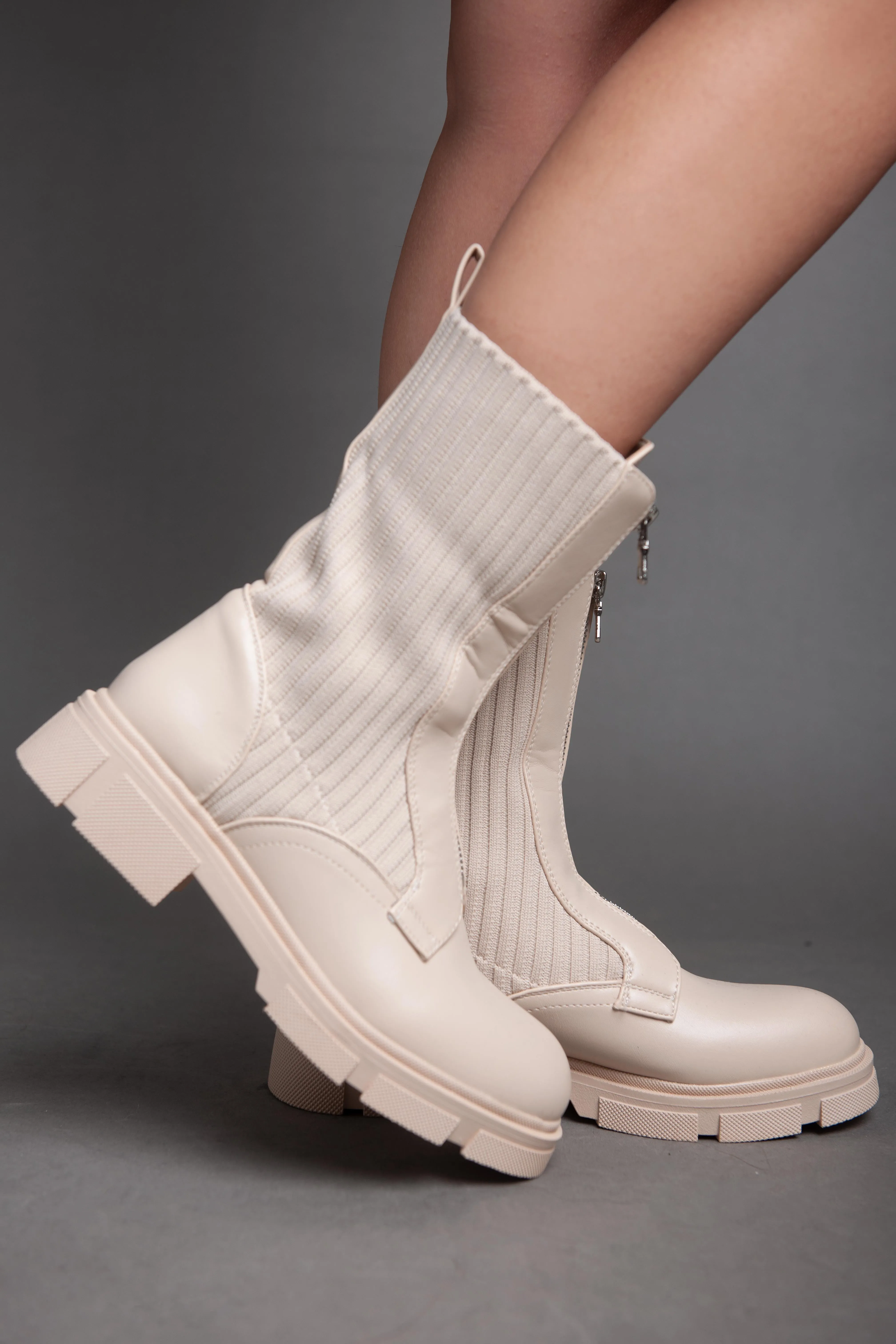 Sided Socks - Half Boot - Beige