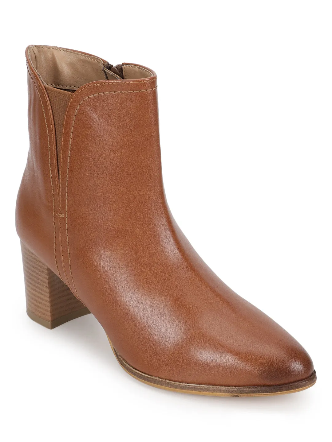 Tan PU Block Ankle Boots (TC-20645-TAN)