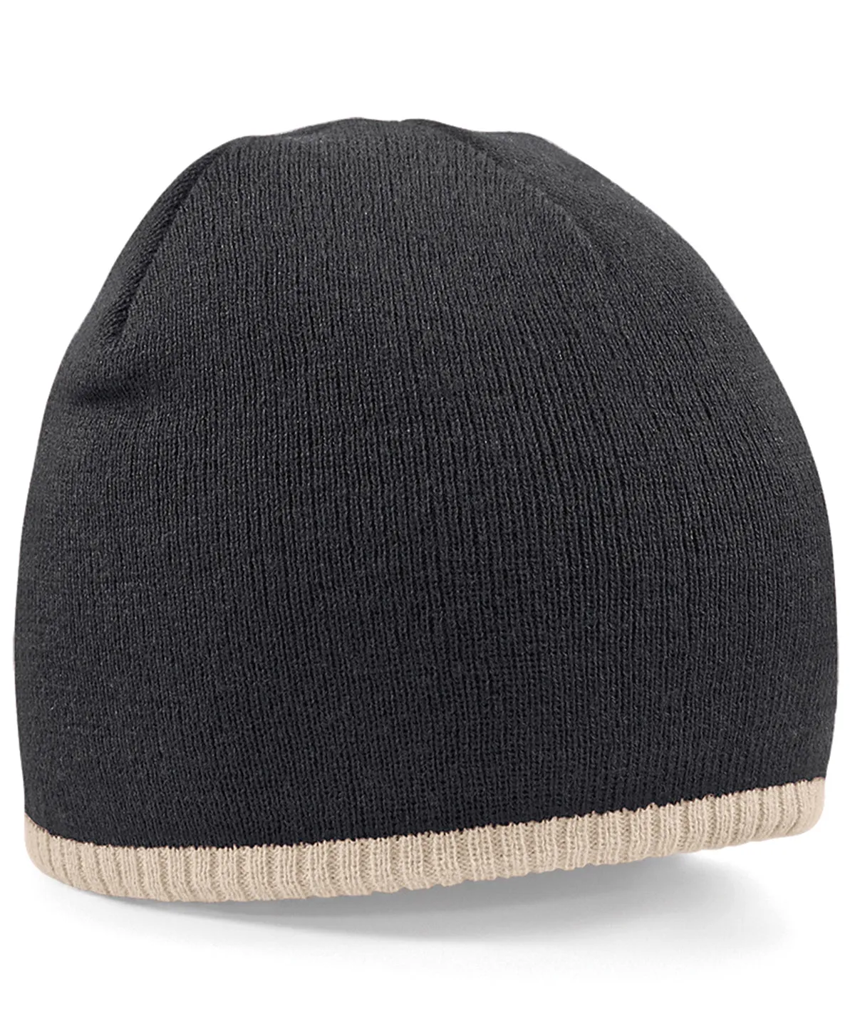 Two-tone pull-on beanie | Black/Stone