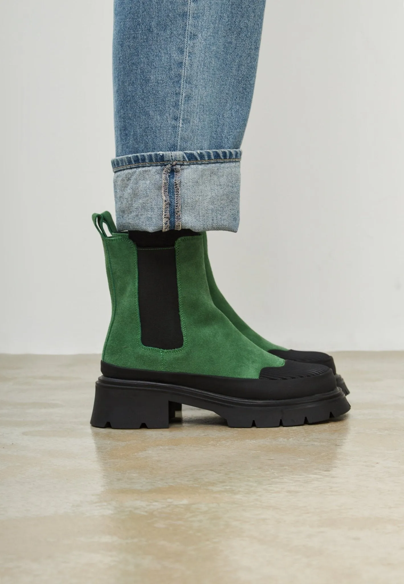 Urban Platform Ankle Boots - Green