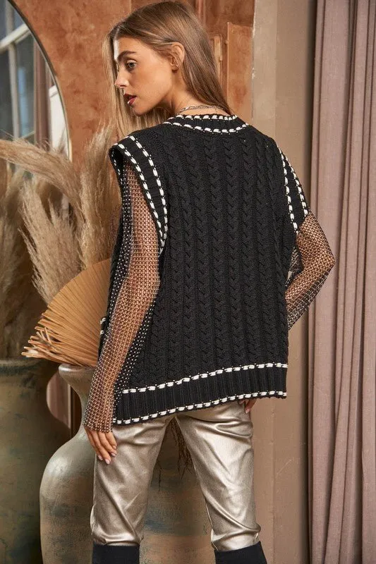 V Neck Sleeveless Sweater