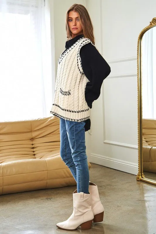 V Neck Sleeveless Sweater