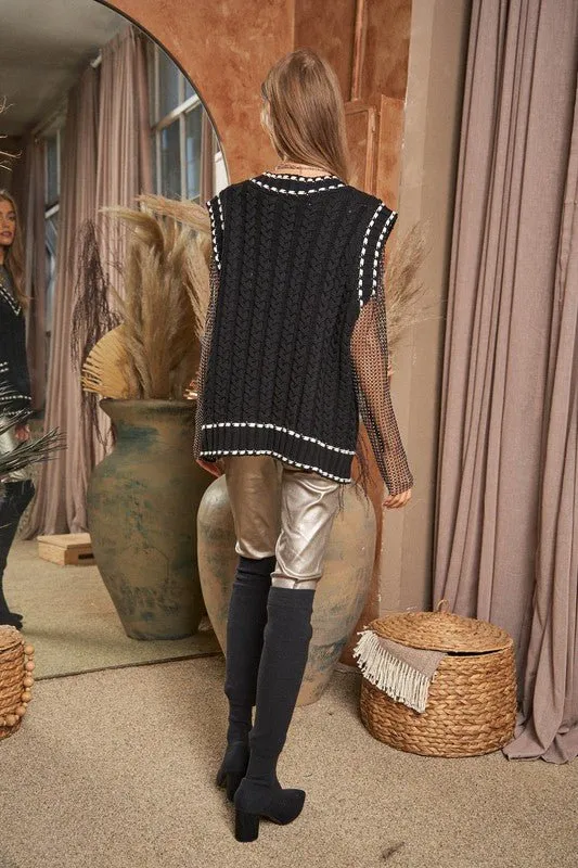 V Neck Sleeveless Sweater