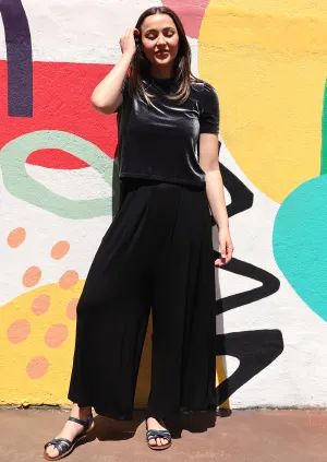 Wide Leg Stretch Pocket Pants Black