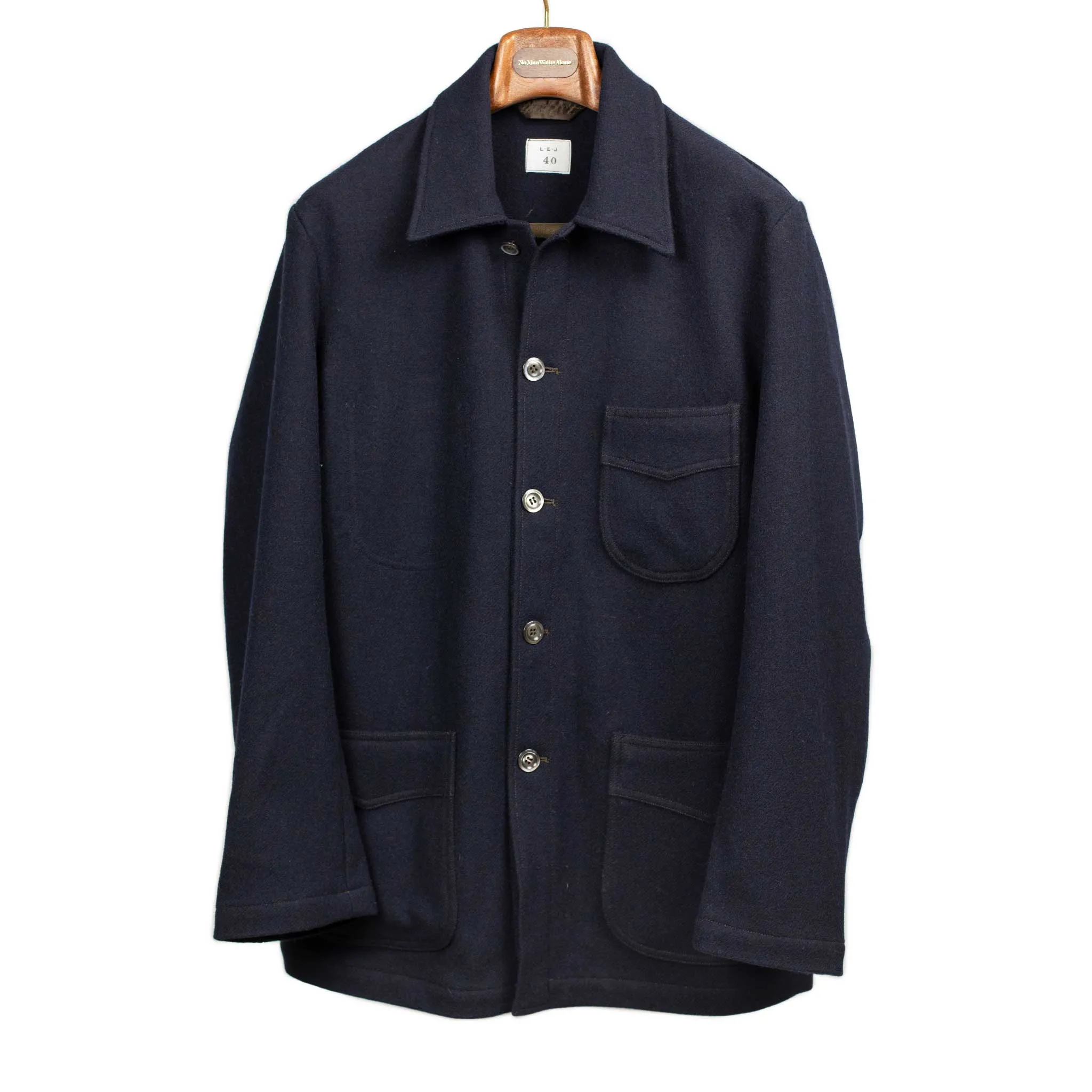 Winter Plage coat in navy virgin wool peacloth