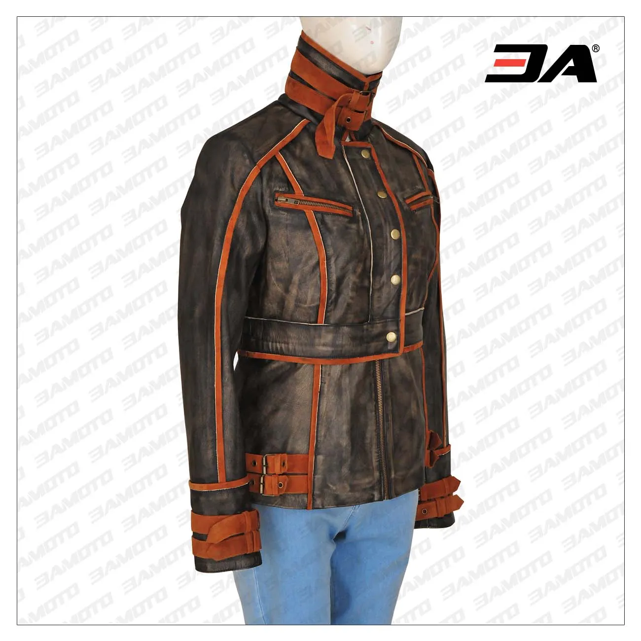 Women Ruff Buff Leather Jacket