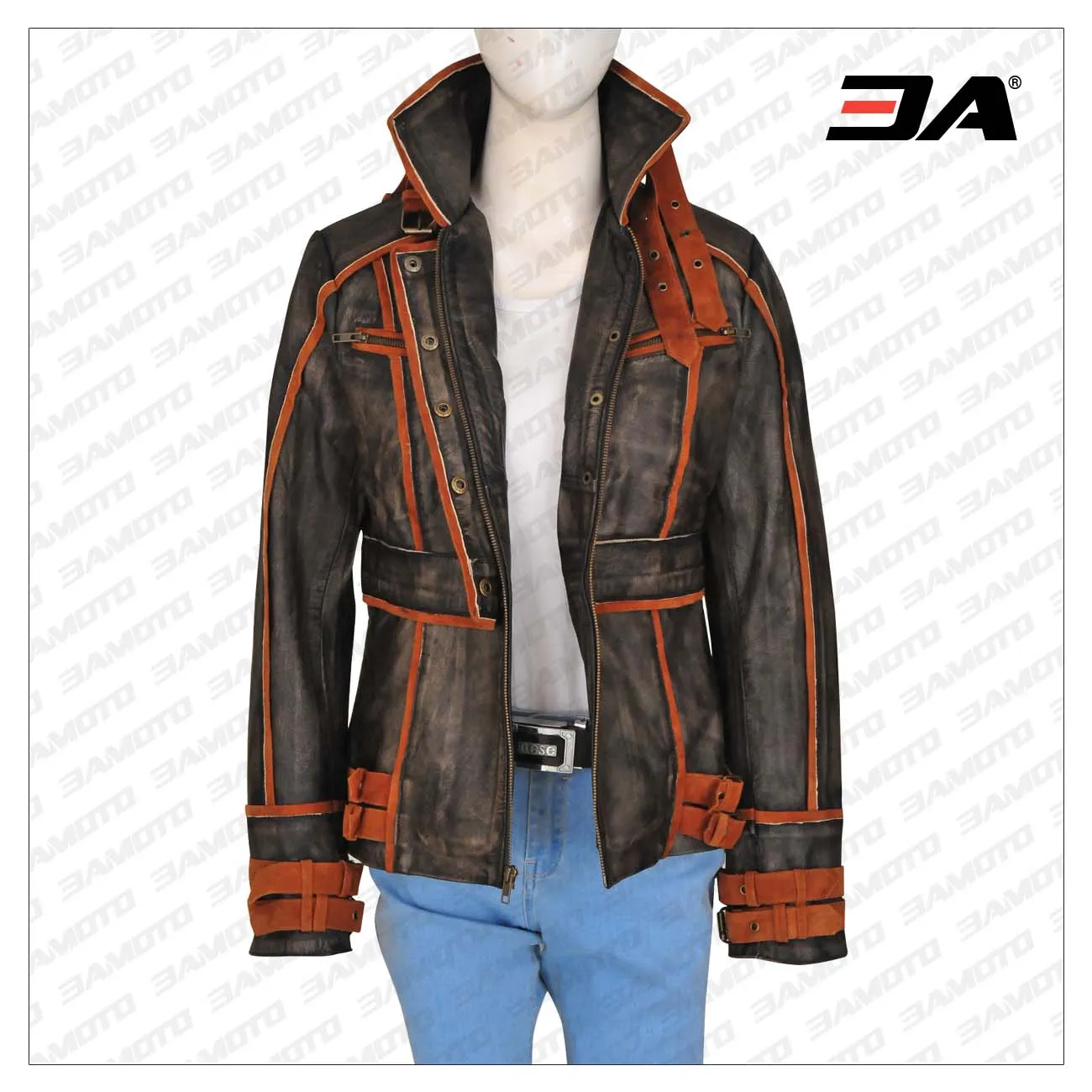 Women Ruff Buff Leather Jacket