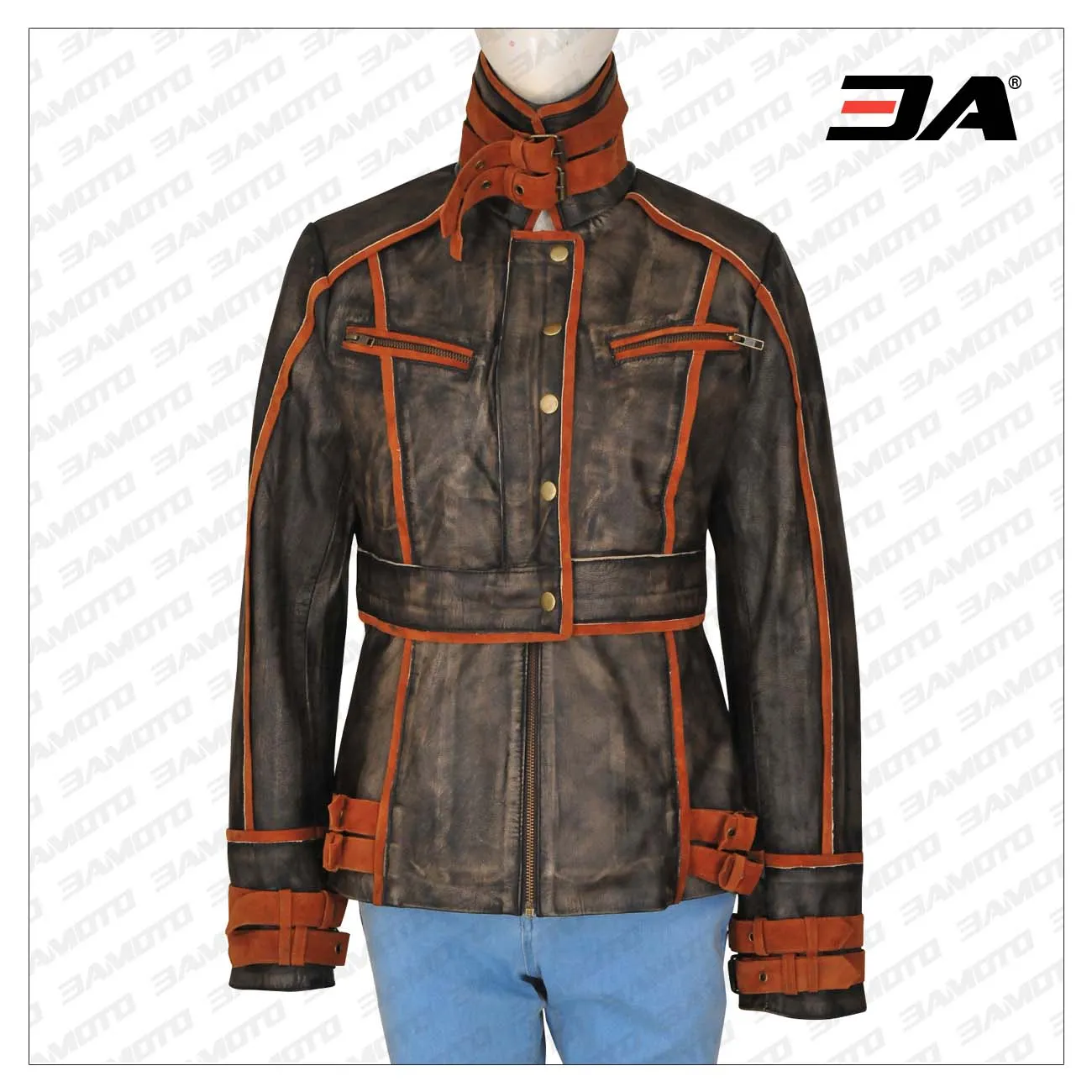 Women Ruff Buff Leather Jacket