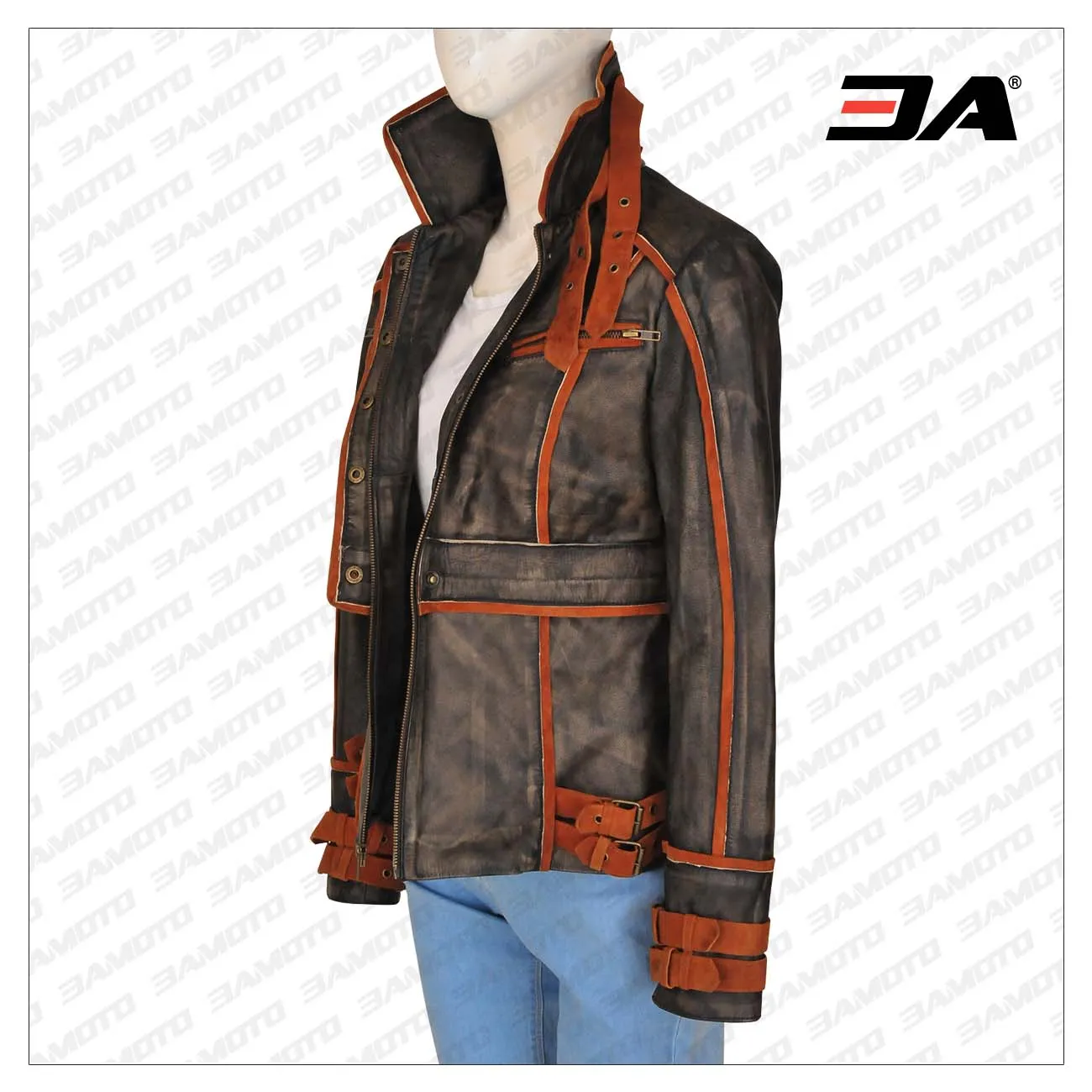 Women Ruff Buff Leather Jacket