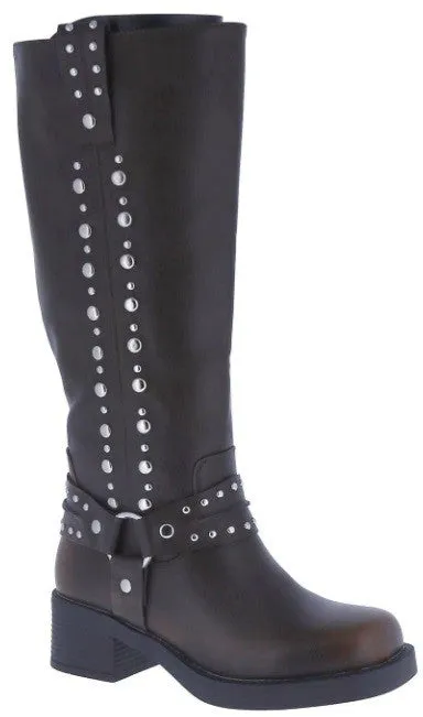 Womens Fashion Rivet Knee High Boots